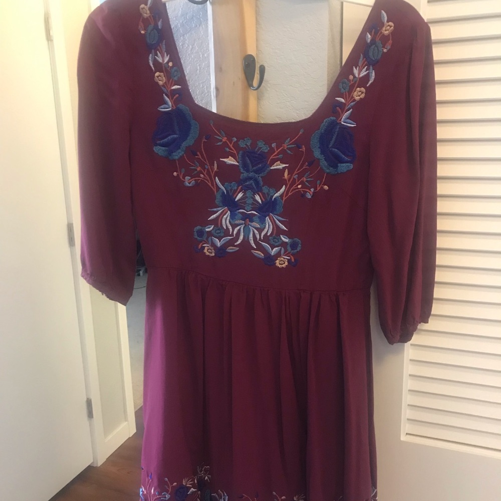 Women’s Maroon Embroidered Dress